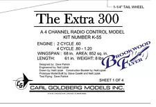 EXTRA 300 Kit PLAN + PARTS PATTERNS to Build Carl Goldberg 68” RC Model Airplane