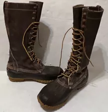 Vintage LL Bean Boots Maine Hunting Shoe 16” Sz 11 Leather Lace Up Rubber