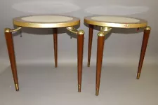 Pair Jonken Mid Century Modern end side tables stands retro tripod 3 peg leg