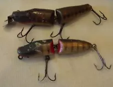 Two VINTAGE Jointed Wooden Lures Unmarked So I Don't Know The Manufacturer