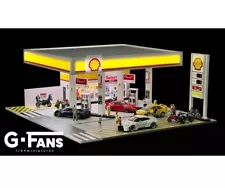 G-FANS 1:64 Diorama Shell Gas Station LED Model Stations Parking/collection