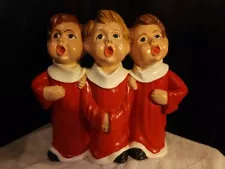 Vintage 1970s Choir BoysTrio Christmas Ceramic Painted Figure 9.5 x 10