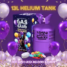 Gasclub 13L Helium Tank Balloon Kit (50 x 9" Latex Balloons) Party Wedding Decor