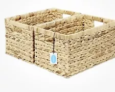 Casaphoria Large Square Hyacinth Baskets for Storage Natural Hand Woven-BIG SALE