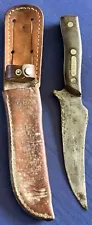 Vintage Old Timer Schrade 150T Fixed Blade Hunting Knife & Leather Kabar Sheath