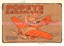 MARX WIND-UP POPEYE AEROPLANE TOY metal tin sign reproductions for sale