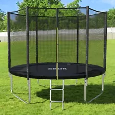 Black 8FT Recreational Trampolines with Enclosure Net, Outdoor Trampoline for...