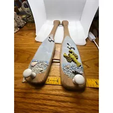 Hand Painted Wooden Oars and Decorated w/Shells Attached Hangers