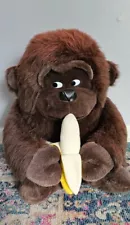 Jumbo Embrace Brown Gorilla W/ Banana 25 Inch Oversized Stuffed Animal Plush Toy