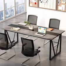 Rectangle Conference Table Meeting Seminar Table Boardroom Desk with Metal Legs