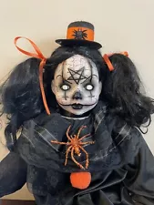 OOAK Horror Art Doll Clown Jester Girl Halloween Prop Scary Creepy Porcelain