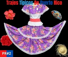 TRAJES TIPICOS FLOREADO DE PUERTO RICO, JIBARA PLENA PUERTORRIQUEÑA 3PC PR#2.