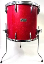 RARE 1960s SONOR Germany TEARDROP Era 16" 6-Ply Beechwood Red Sparkle Floor Tom