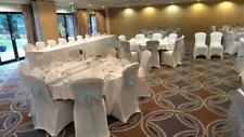 X-rental White Chair Covers Wedding Used For SALE (40 Covers + 40 Sashes)