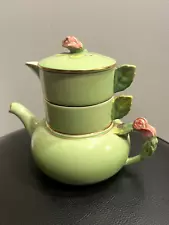 Royal Winton Grimwades Tea for One Green Rosebud Vintage