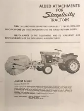 Simplicity Allis WARDS Lawn Garden Tractor Allied Implement Attachments Catalog