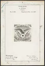 Photo:[[Trademark registration by E. Hilson for Bulls-Eye brand Cigars]]