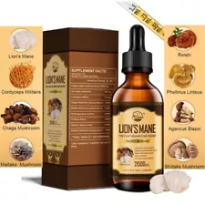 Lions Mane plus Mushroom Extract Non Gmo Tincture Liquid Herbal Drops 2 Fl Oz