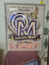 NEW Vintage OLD MILWAUKEE BEER Fiber Optic Lighted Beer Sign ( New In Box )