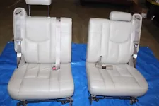 00-06 Chevy TAHOE ESCALADE 3rd Third ROW Rear SEATS Pair TAN Neutral Gmc YUKON