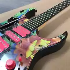 Electric Guitar,hand-painted Peonies Body Rose Wood Fingerboard,Maple Wood Track