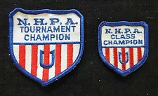 c.1970 NHPA "NATIONAL HORSESHOE PITCHING ASSOCIATION " JACKET PATCH SET NICE