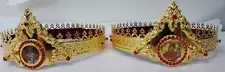 Orthodox Christian Byzantine Church pair wedding crowns Russian style marriage