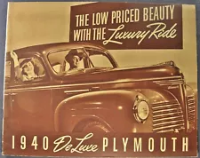 1940 Plymouth Catalog Convertible Coupe Touring Sedan Wagon Excellent Original