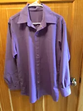 Amish Mennonite Hand Made Men's L/S Purple 7-Snap Shirt C44 EUC Plain Clothing