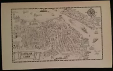 Original 1933 Jo Mora Pictorial Map of Havana