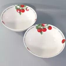 Crate Barrel Tomato Soup Salad Pasta Bowl 8" Italian Recipe Printed Rim Set of 2