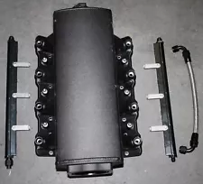 Black Sheet Metal Intake Manifold for LS3 with Fuel Rails, Fuel Line