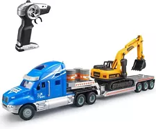 2.4Ghz Remote Control Semi Truck with Excavator-21.7 Inch RC Semi Truck Toy for