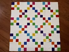 Scrappy Irish Chain Baby Quilt Top - Lots of Color