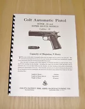 Colt Automatic Pistol Manual - Super 38 and Super Match Models - #M6