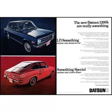 1971 Datsun 1200 Sedan and Coupe Cars 2 Page Vintage Print Ad Nissan Wall Art