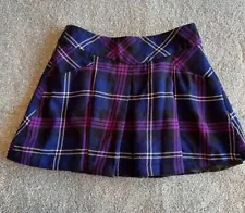 John Morrison Skirt UK 10 Kiltmakers 100% Wool Purple Plaid Short A Line