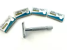 OLD FASHION CLASSIC MENS SAFETY RAZOR + 20 PCS DOUBLE EDGE RAZOR BLADES NEW