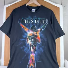 VINTAGE Michael Jackson Shirt Mens Large Black This Is It Tour Graphic Concert