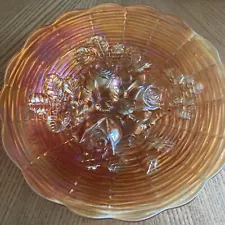 Antique Northwood "Rose Show" Marigold Carnival Glass 9" Plate