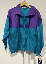 NWT Vintage 1990s Columbia Colorblock Nylon Windbreaker Jacket XL Vtg 90s