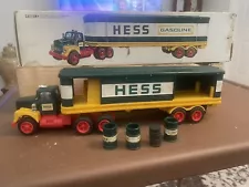 1975 Original Hess Truck. 3 oil barrels included