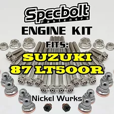 1987 LT500R Engine Bolt Kit for Suzuki QUADZILLA Specbolt Nickel Wurks w Ti Look