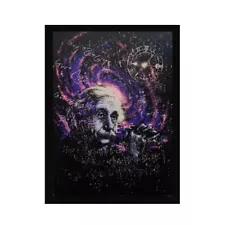 Albert Einstein Wood Framed Textured Collectible Art Picture Print