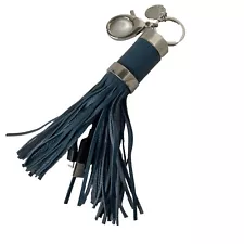 REBECCA MINKOFF iPhone Charger Lightning Power LEATHER TASSEL KEYCHAIN Purse Fob