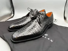 Mezlan Size 10 M Alligator crocodile Lace Up Spain Black Shoes MEN'S