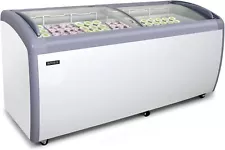 19 Cu.Ft Commercial Ice Cream Freezer, 71" Chest Freezer Glass Top Display Case