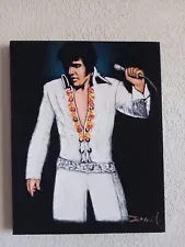 ELVIS PRESLEY in LIVE CONCERT VEGAS - Black velvet painting 16x20