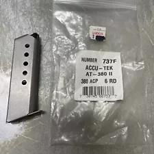 New ACCU-TEK AT–380 II .380 ACP 6 RD Round Factory OEM Stainless Steel Magazine