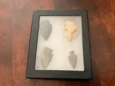 Arrowheads in Display Case, 4 Items